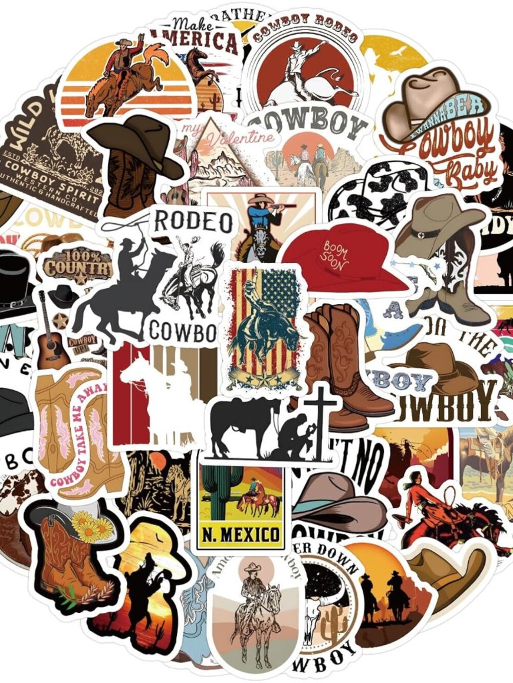 West Cowboy Stickers |50 Pcs West Cowboys Waterproof Vinyl Decals for Helmet Wat